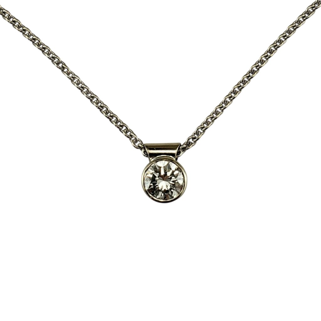 14k White Gold Diamond Solitaire Necklace #23031
